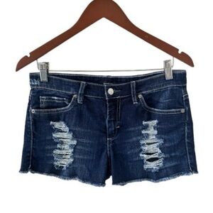 Bebe Distressed Frayed Hem Denim Shorts Size 28